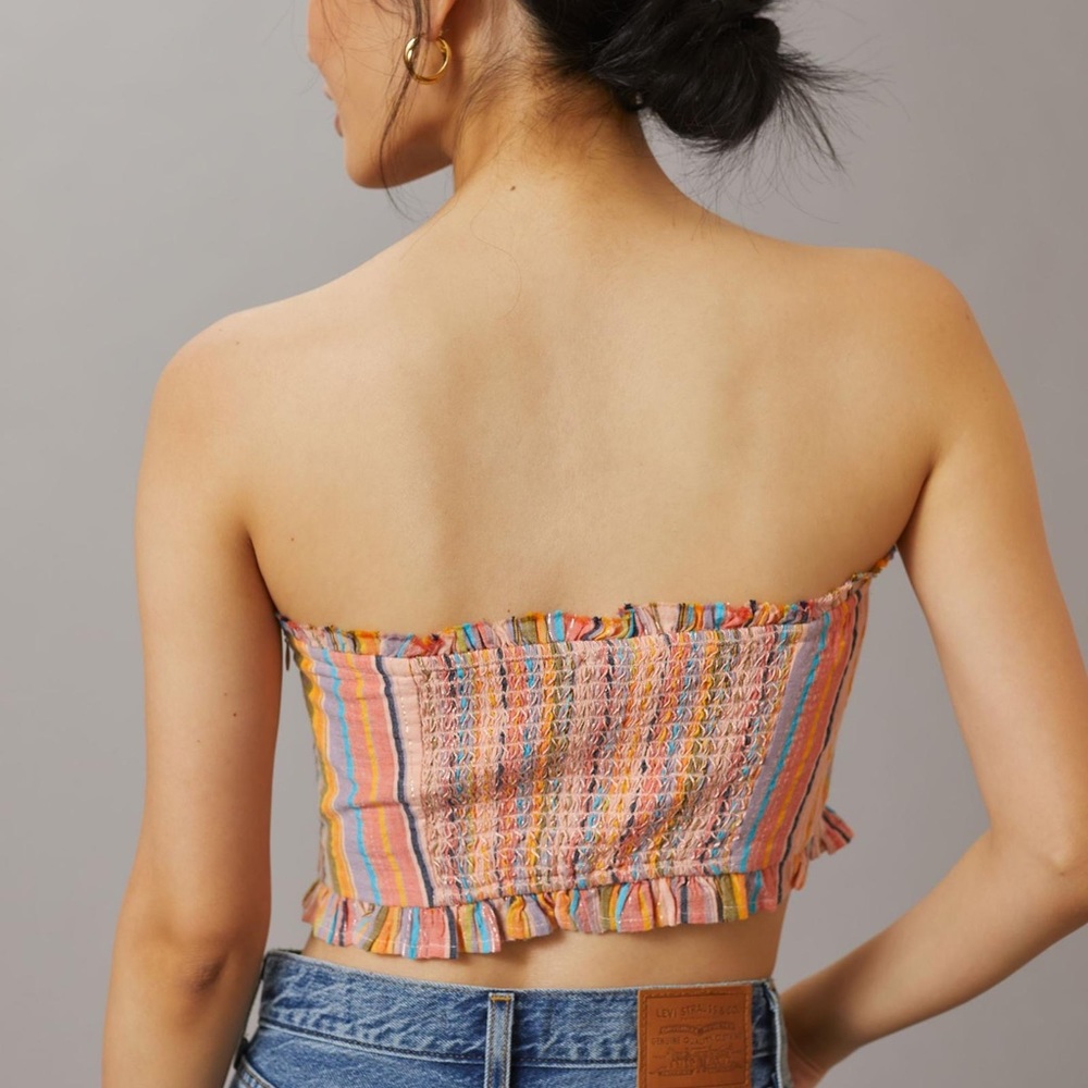 ✨ Anthropologie Rainbow Smocked Top Sz L - Picture 3 of 10